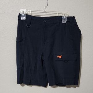 Kastking Shorts Mens Size 36 Navy blue Cargo Shorts Orange Fish Logo